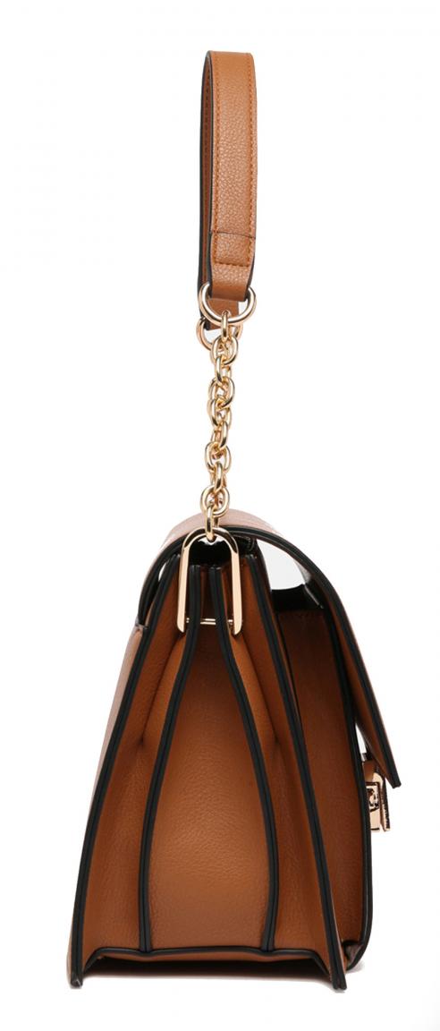 Crossovertasche L.Credi Glenda Cognac braun Überschlag