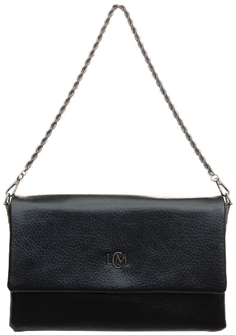 Crossovertasche L.Credi vegan Kettenriemen schwarz Überschlag