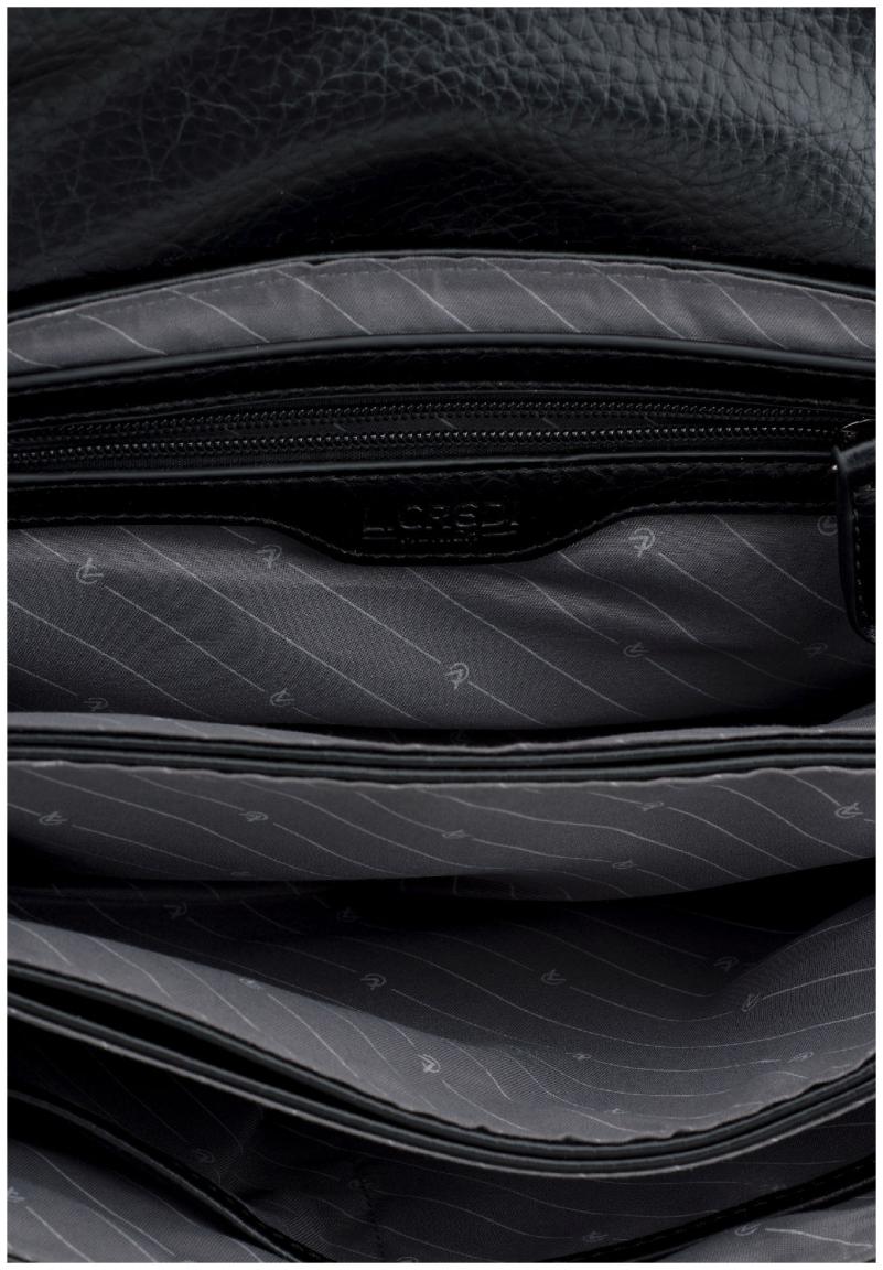 Crossovertasche L.Credi vegan Kettenriemen schwarz Überschlag