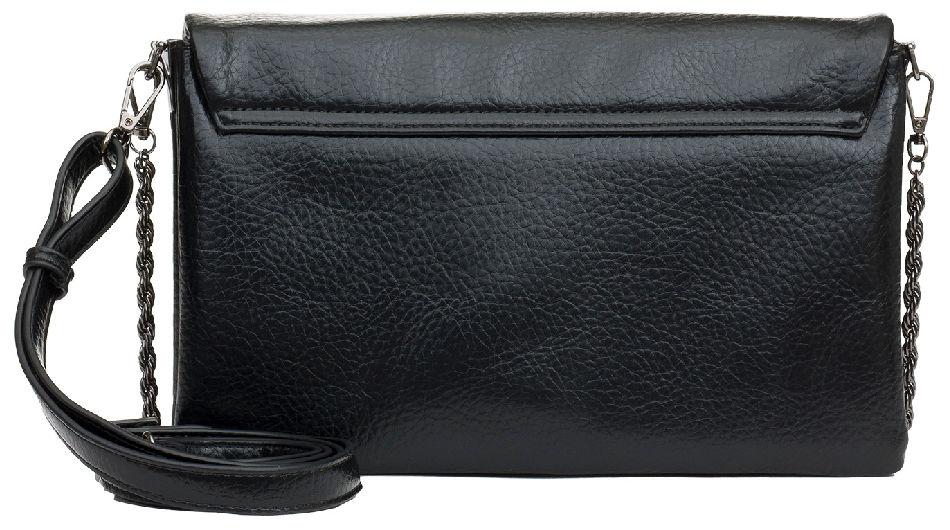 Crossovertasche L.Credi vegan Kettenriemen schwarz Überschlag