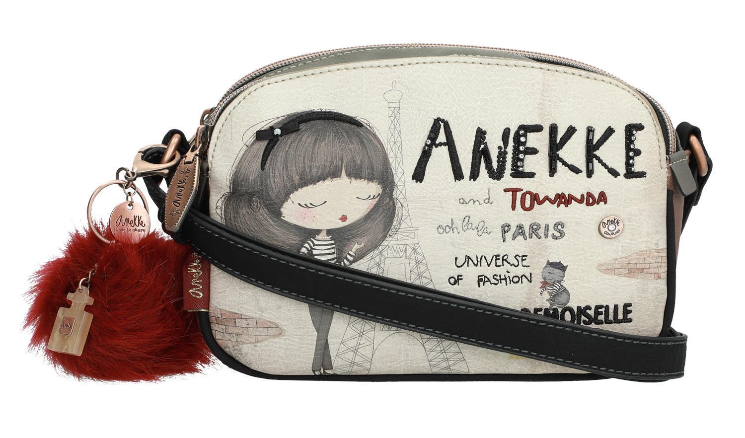 Crossovertasche beige rosa Anekke Couture zweigeteilt Plüsch