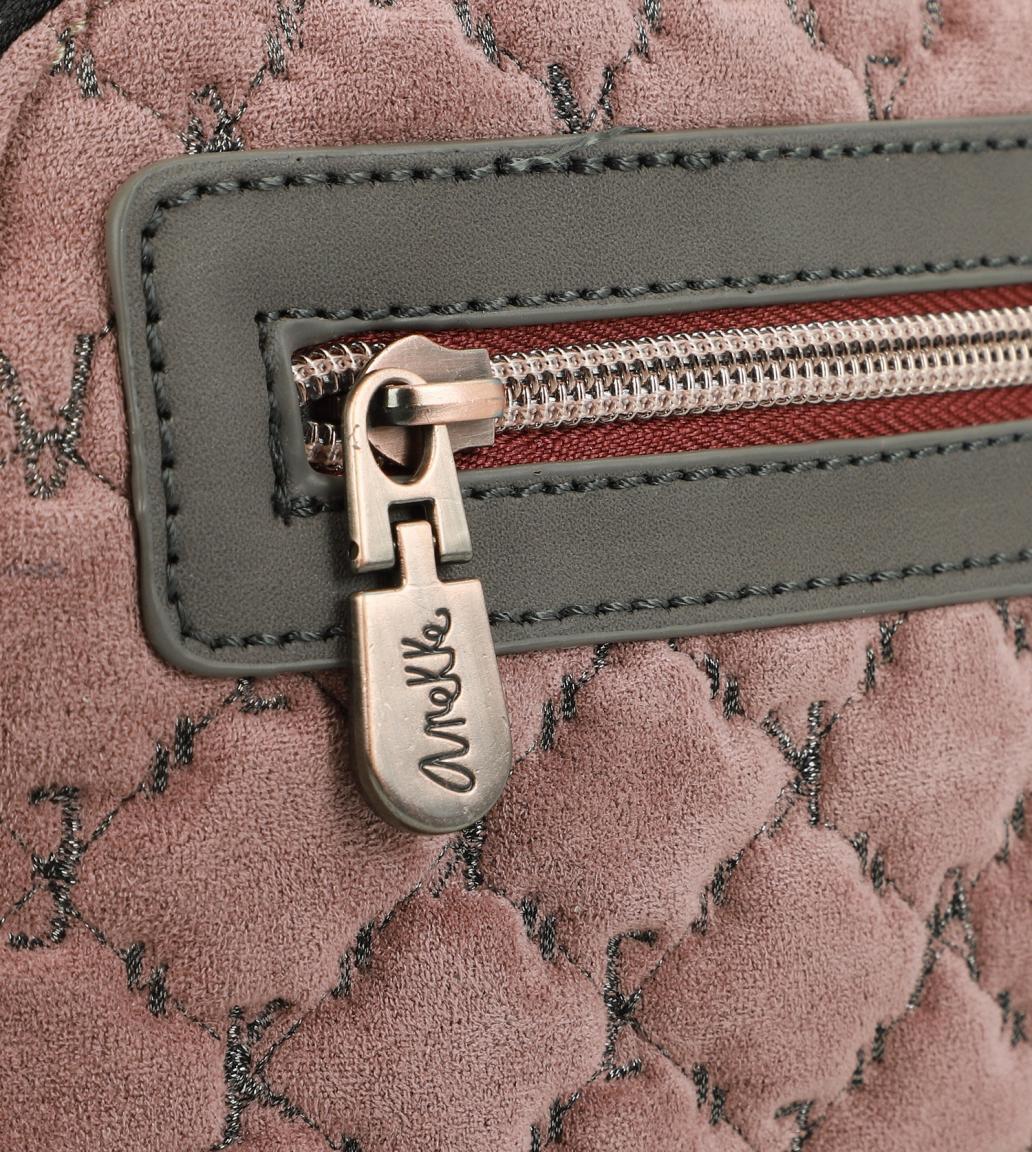 Crossovertasche beige rosa Anekke Couture zweigeteilt Plüsch