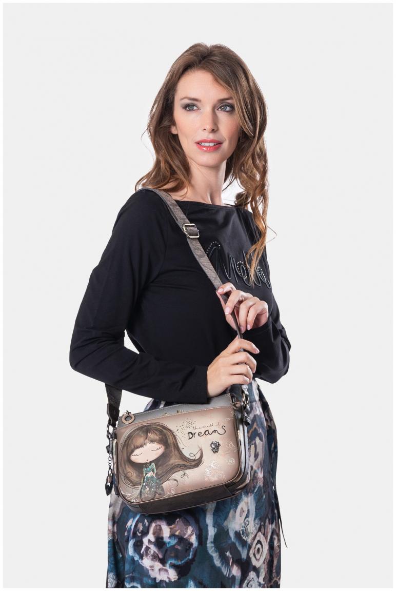 Crossovertasche bestickt Anekke Real Glitzer beige Träume