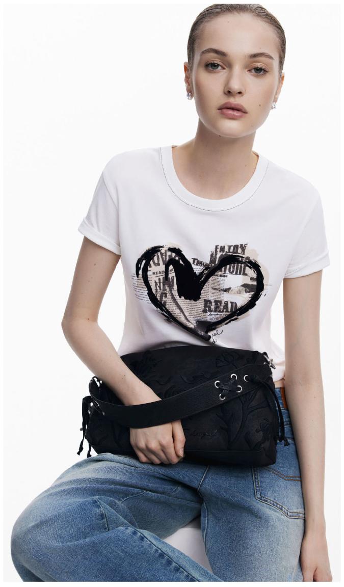 Crossovertasche schwarz Desigual Floral feminin Bergamo negro