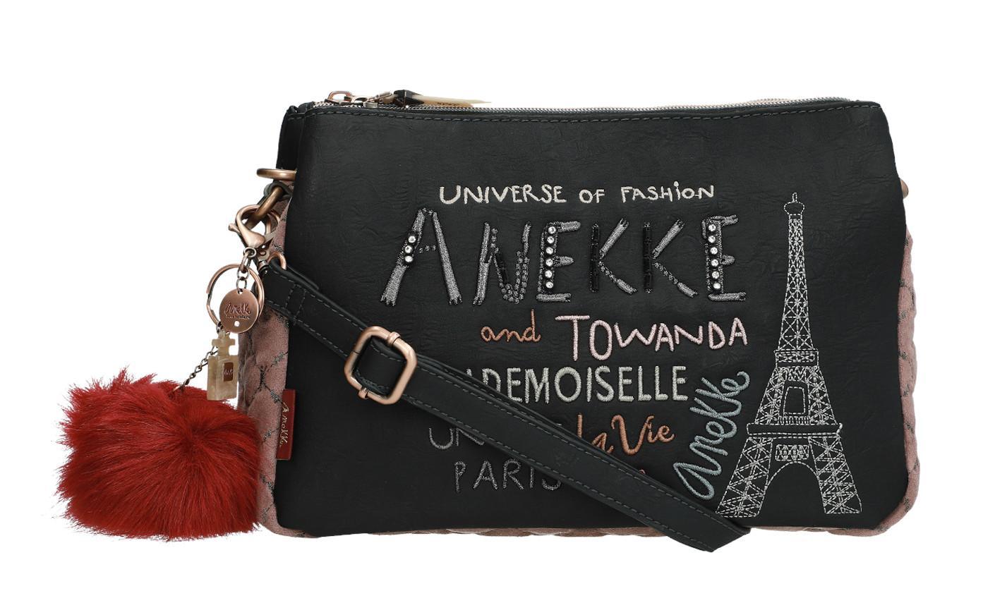 Crossovertasche schwarz Eiffelturm bestickt Anekke Couture Samt