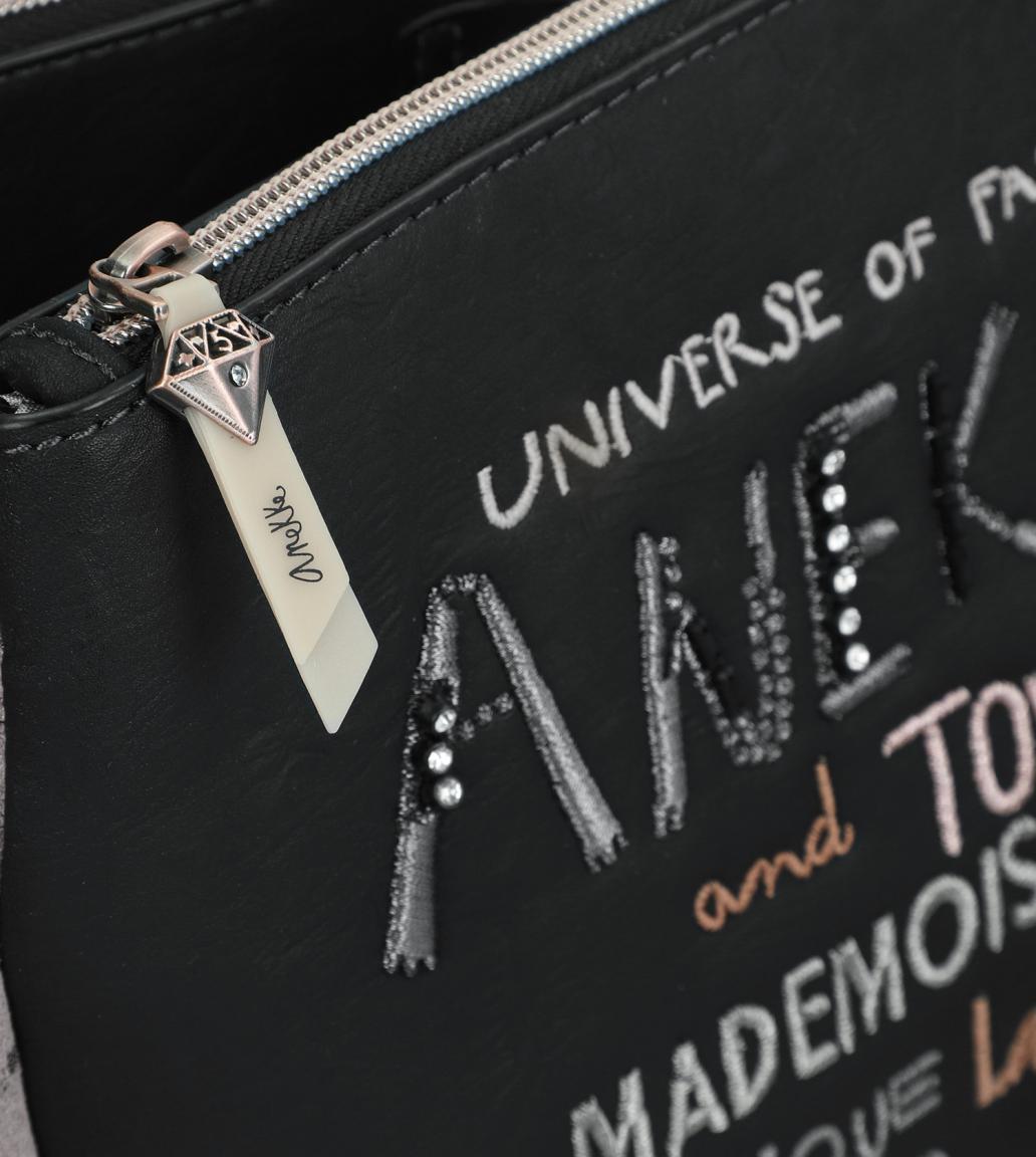 Crossovertasche schwarz Eiffelturm bestickt Anekke Couture Samt