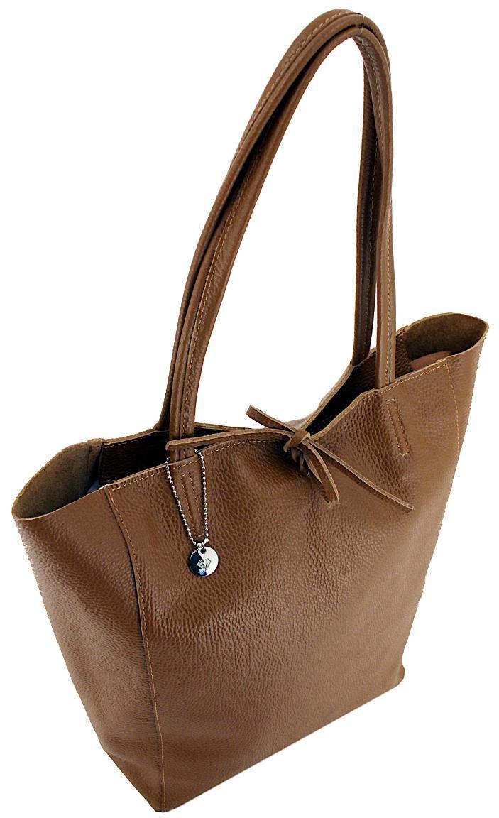 Cuoio Totebag Shopper Caleidos Cognac Leder Silbercharme