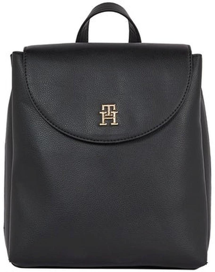 Damen Cityrucksack Tommy Hilfiger Life Backpack kubisch Black gestreifte Henkel