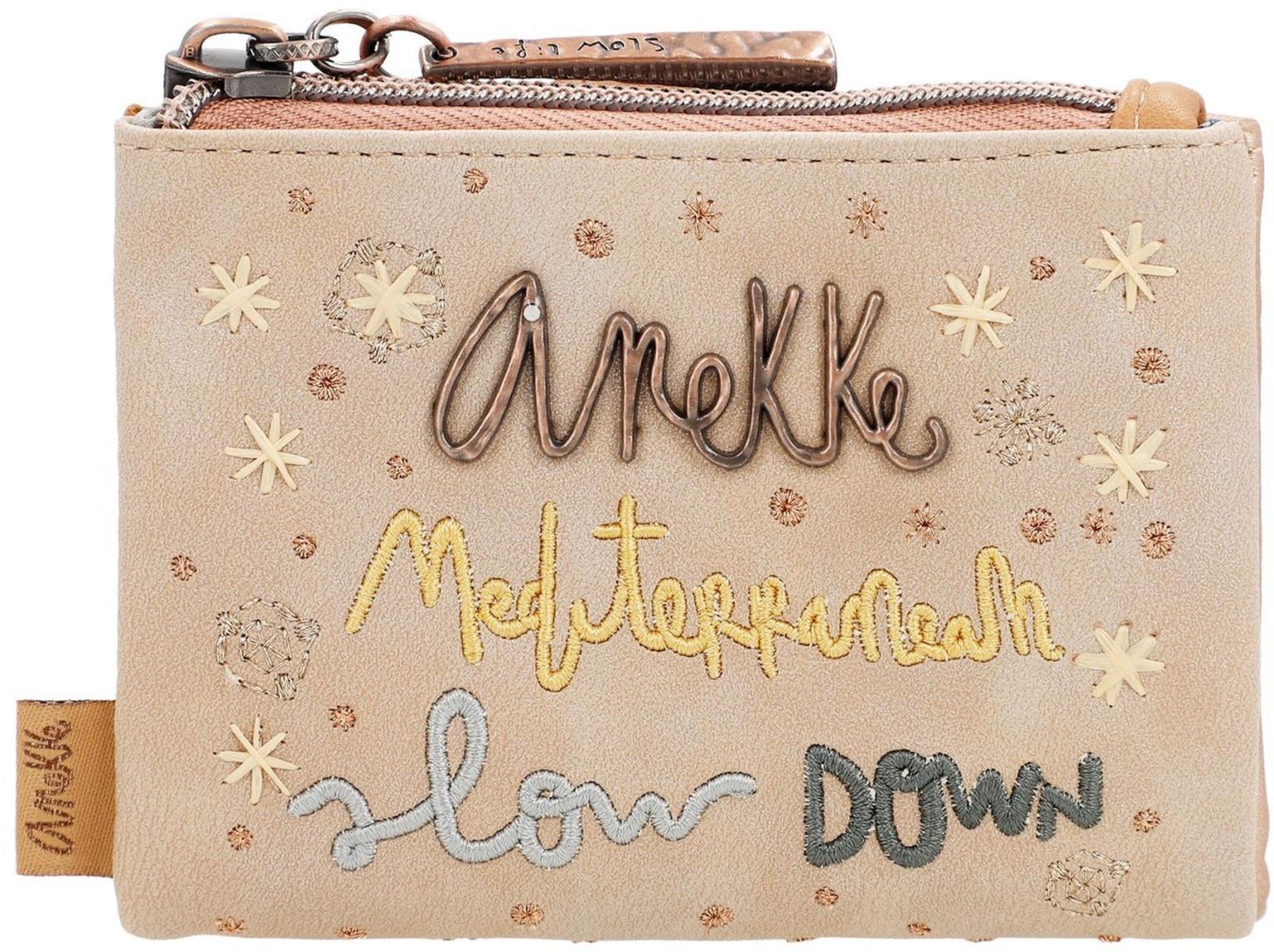 Damen Geldbörse Small Anekke Mediterranean Slow Down beige Glitzer Stickerei