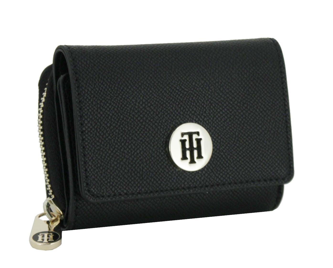 Damen Geldbörse Tommy Hilfiger Honey Med Flap schwarz zweigeteilt