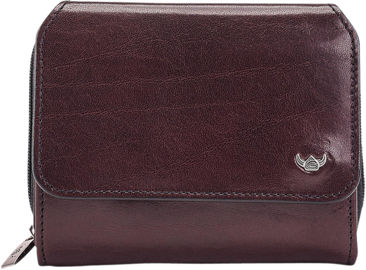 Damen Lederbörse Bordeaux Burgundy Rotbraun Golden Head Colorado RFID Safe