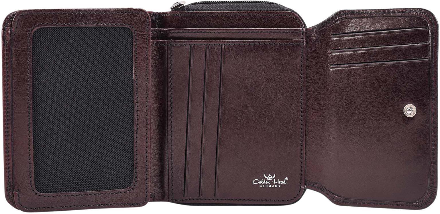 Damen Lederbörse Bordeaux Burgundy Rotbraun Golden Head Colorado RFID Safe