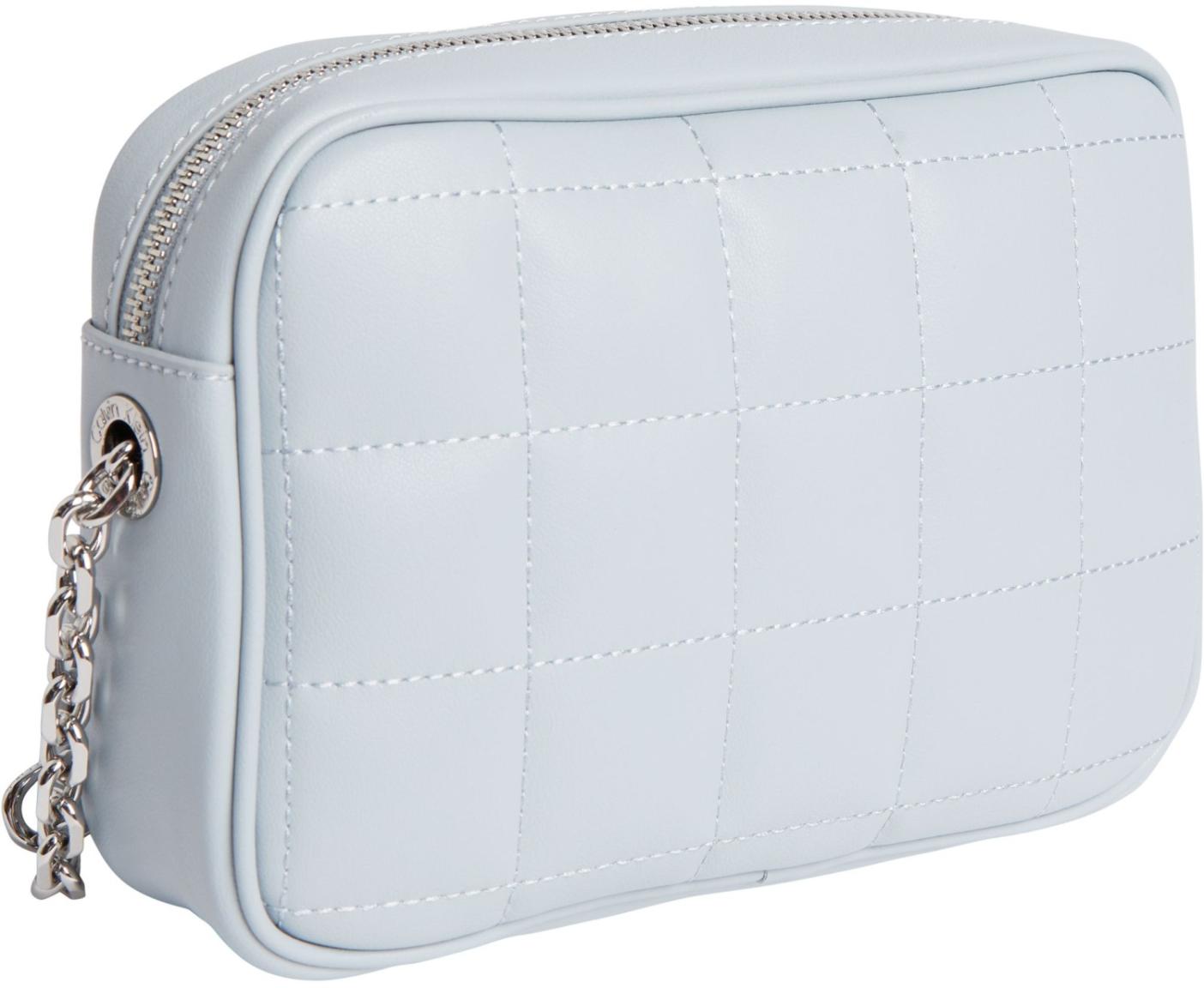 Damen Schultertasche Calvin Klein Re-Lock Quilt Camera Bag Pearl Blue Hellblau Silberkette