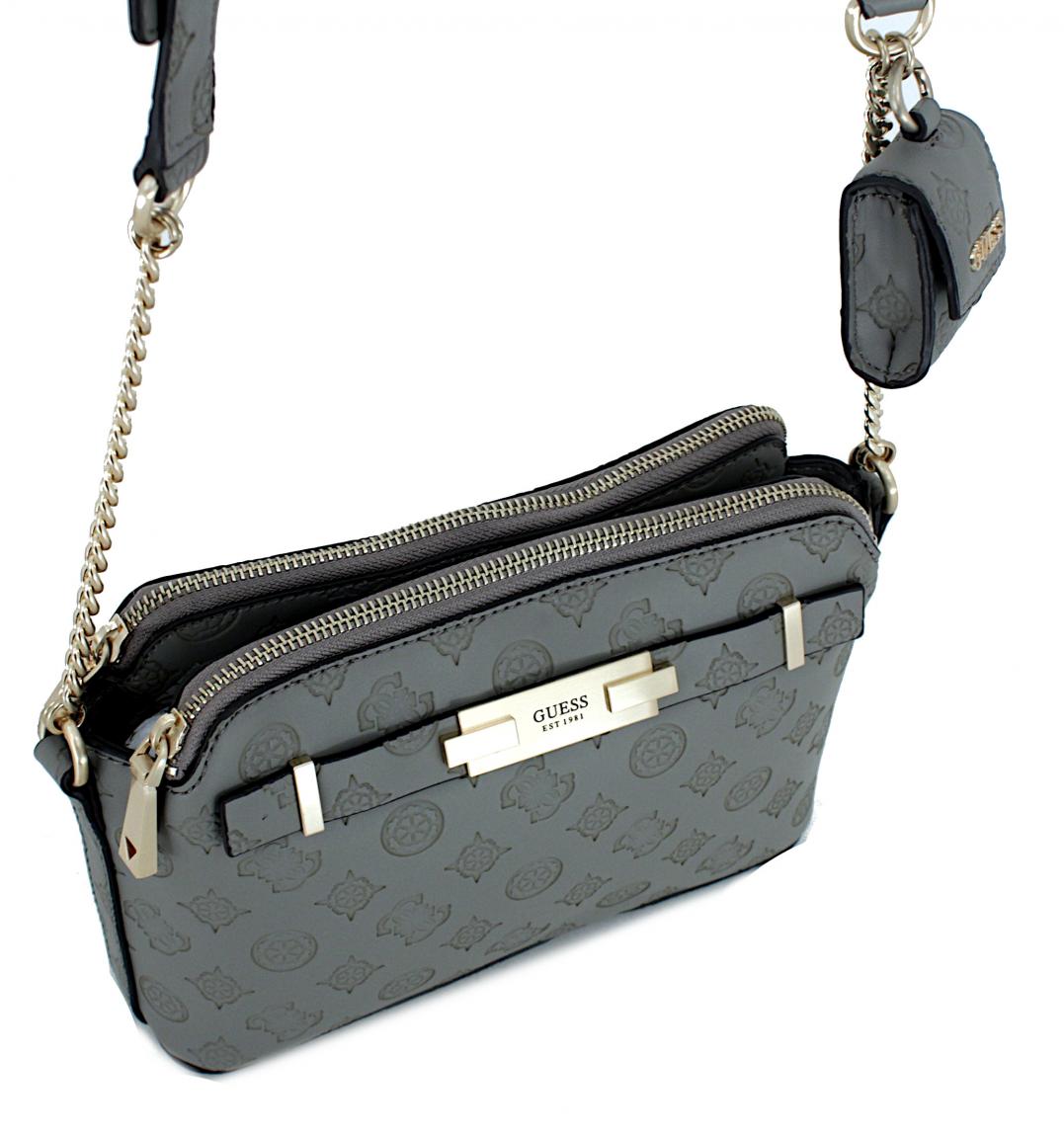 Damen Schultertasche Guess Bea Materialprägung schwarz Etui