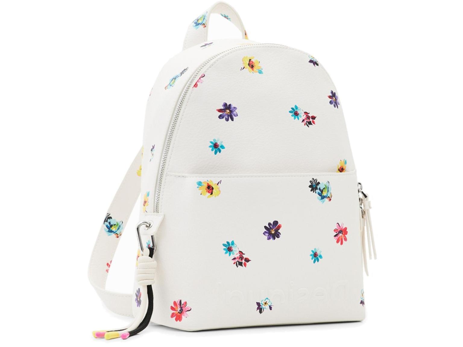 Damenbackpack weiß Blumenprint Desigual Mombasa Mini Fresia Blanco