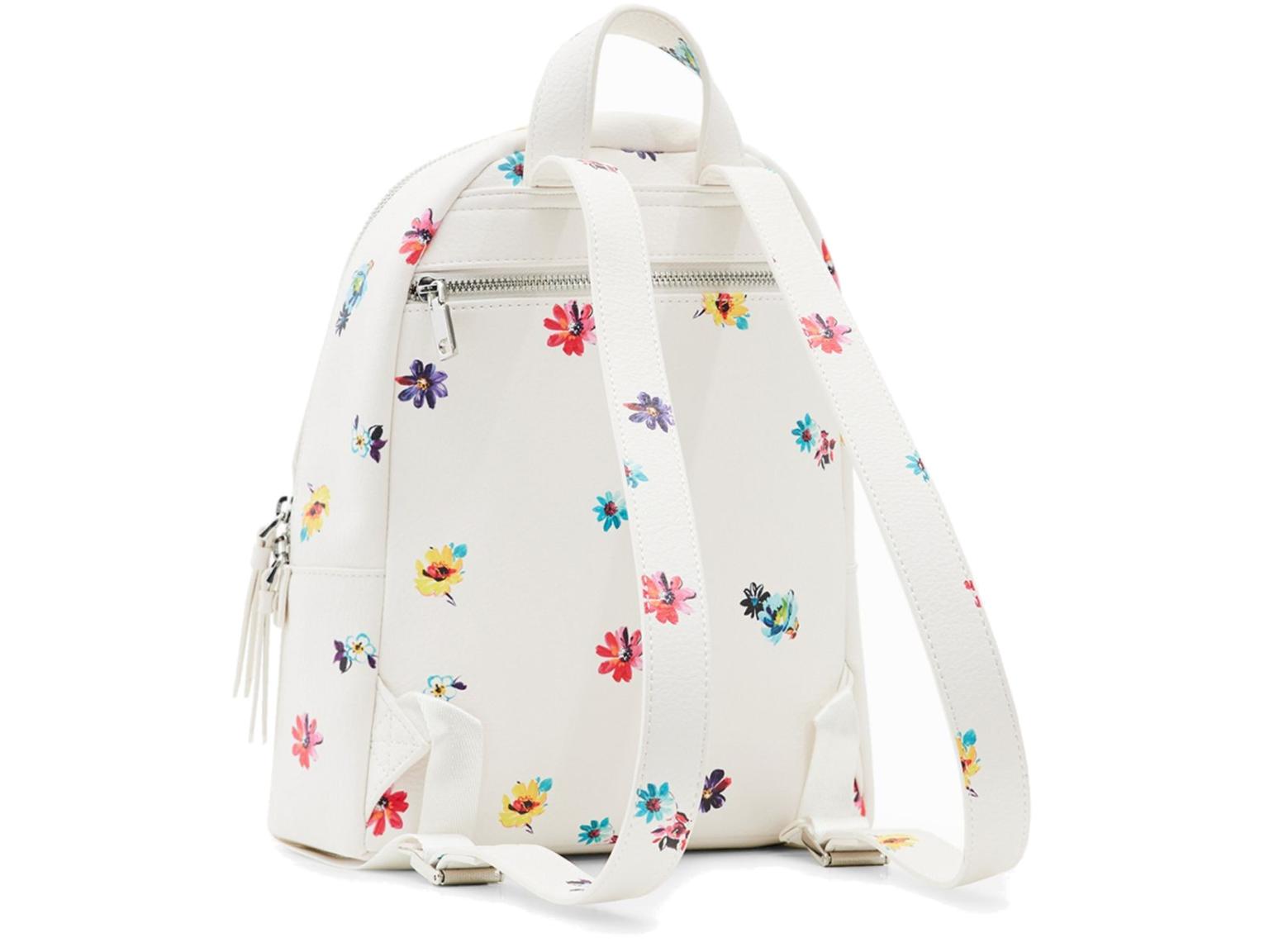 Damenbackpack weiß Blumenprint Desigual Mombasa Mini Fresia Blanco