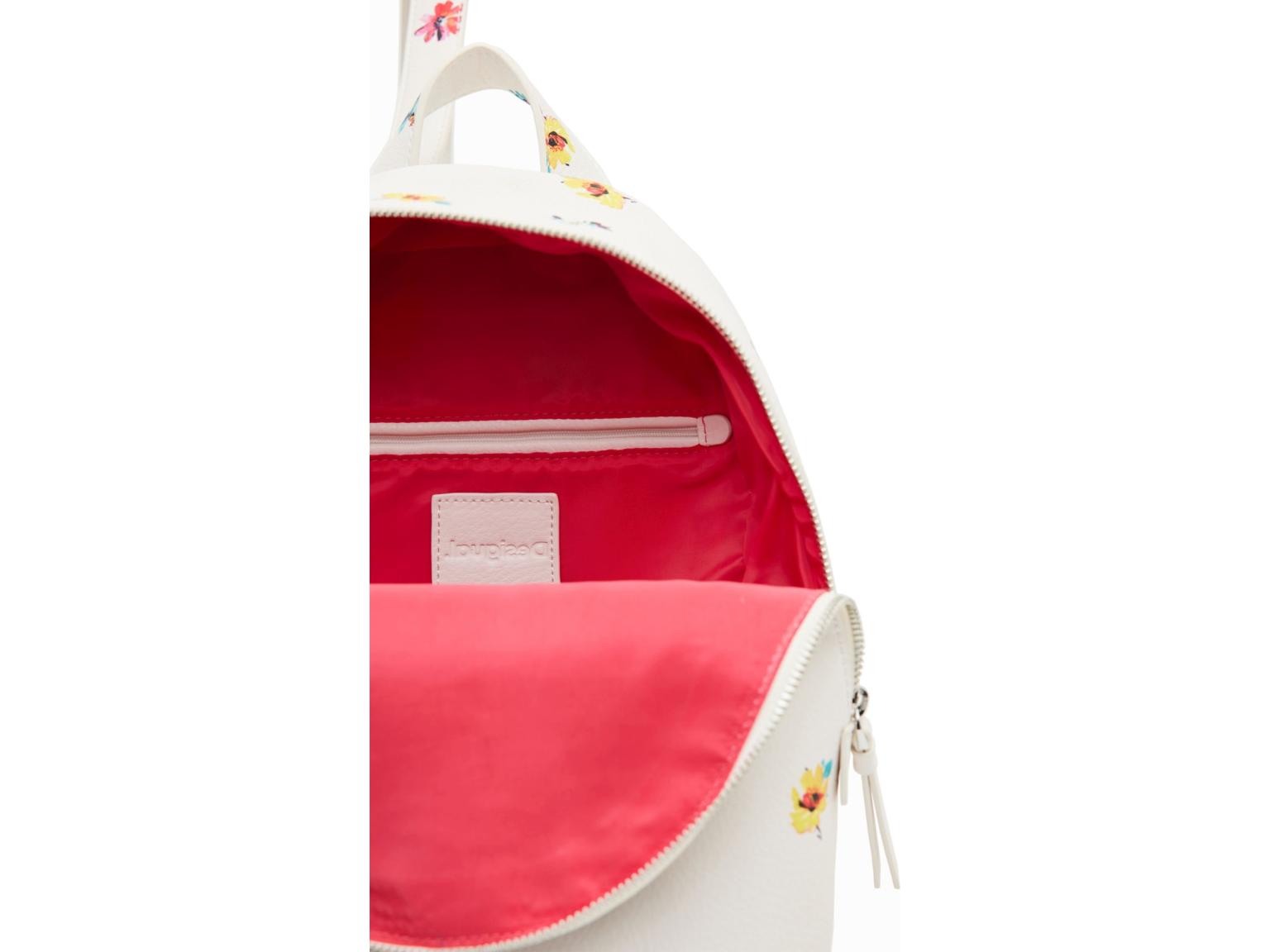 Damenbackpack weiß Blumenprint Desigual Mombasa Mini Fresia Blanco