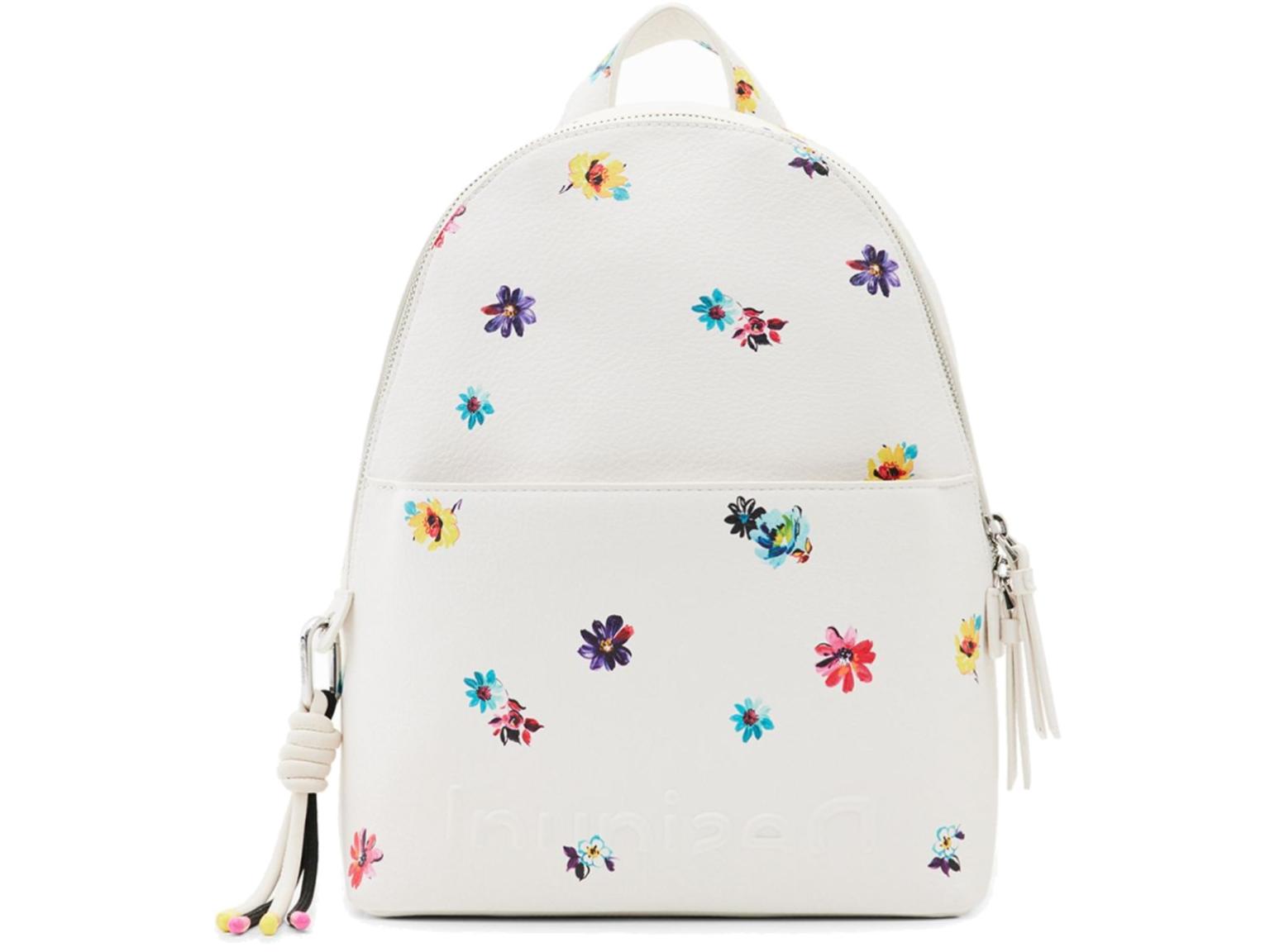 Damenbackpack weiß Blumenprint Desigual Mombasa Mini Fresia Blanco