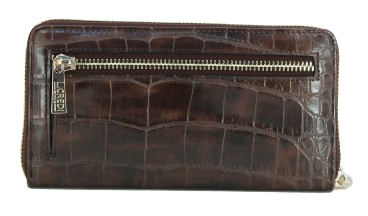 Damengeldbeutel Desiree braun L.Credi Krokoprägung RFID