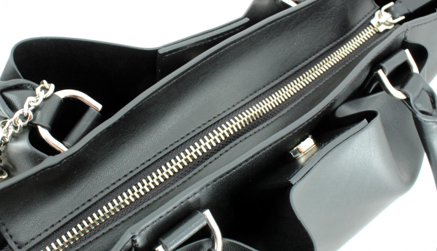 Damenhandtasche Guess Lenia dreigeteilt Stone Multi beige weiß