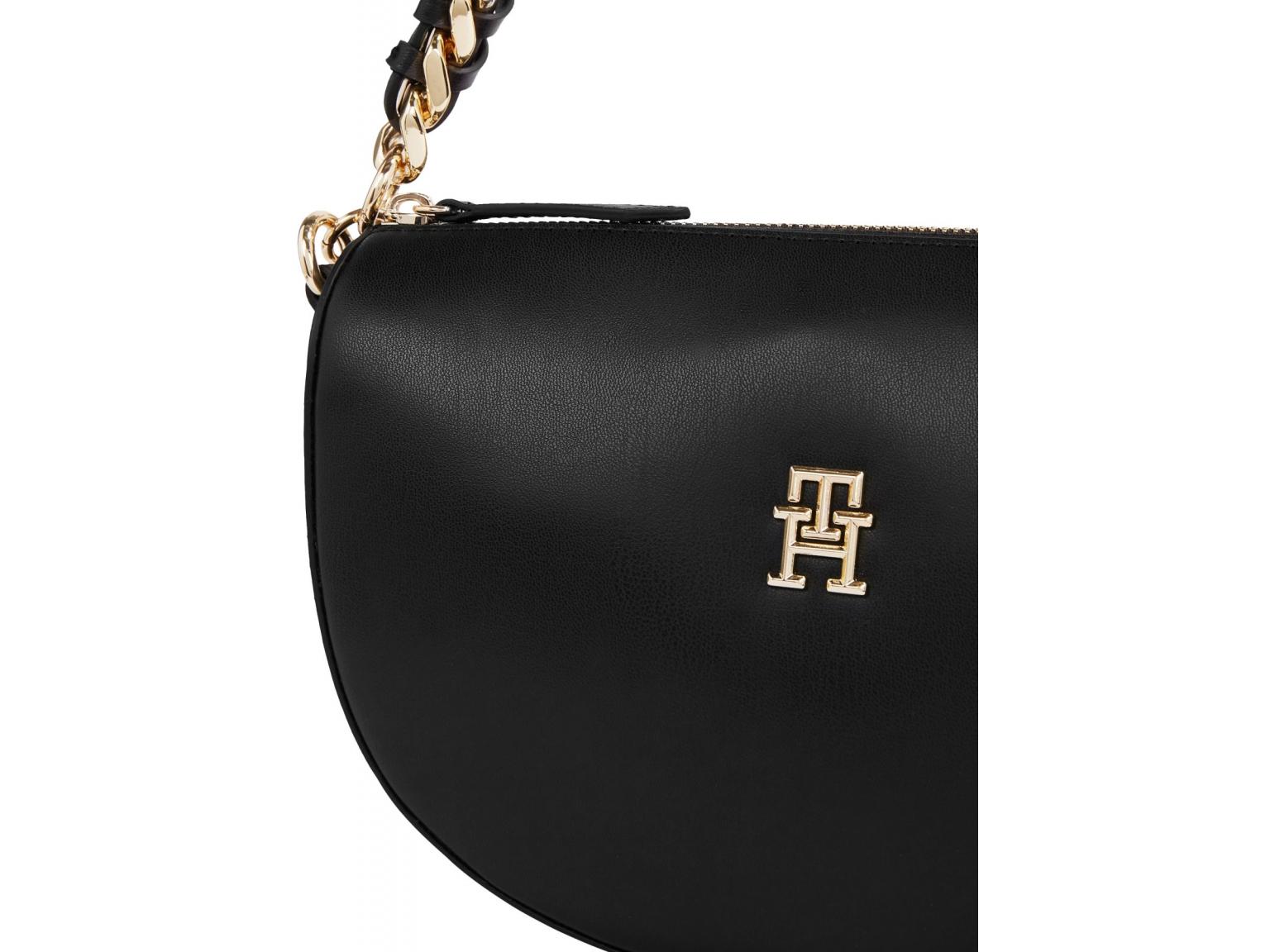 Damenhandtasche Halbmond  Tommy Hilfiger Feminine Schwarz Kettenhenkel