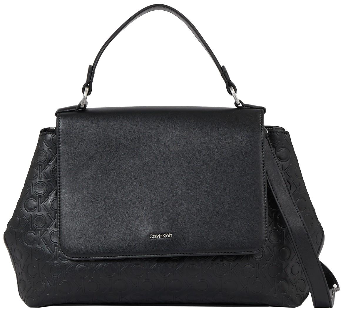 Damenhandtasche schwarz geprägt Top Handle Tote Calvin Klein CK Must