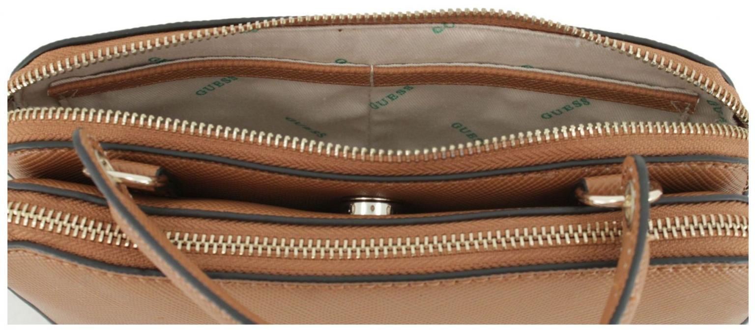 Damenhandtasche zweigeteilt Guess Eco Alexie Mini Top Zip Cognac