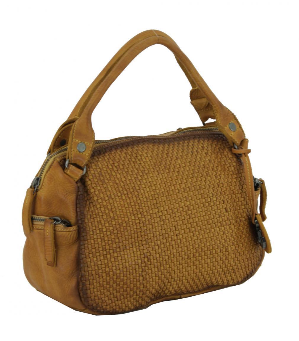 Damenlederhandtasche Mustard Soft Weaving 2 gelb Harbour2nd Julia