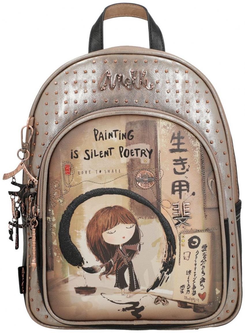 Damenrucksack Anekke Shoen Nieten metallic Japan Kunst