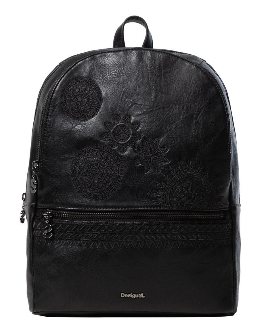 Damenrucksack Dark Amber Novara bestickt schwarz Mandala