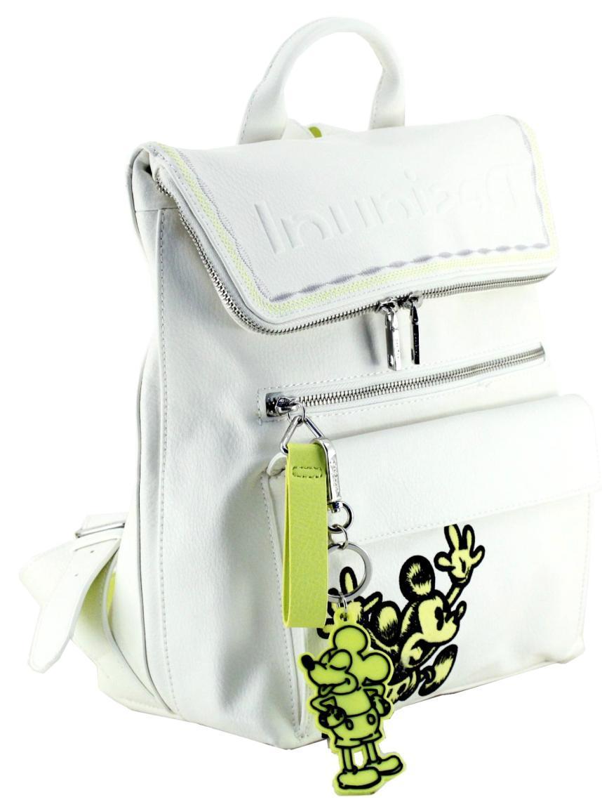 Damenrucksack Desigual Nerano Mickey Maus offwhite neongelb bestickt