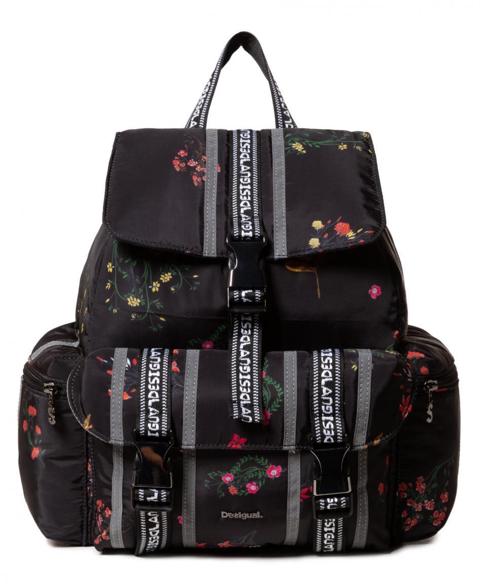 Damenrucksack Desigual Tribeca Blumen Reflective Garden schwarz