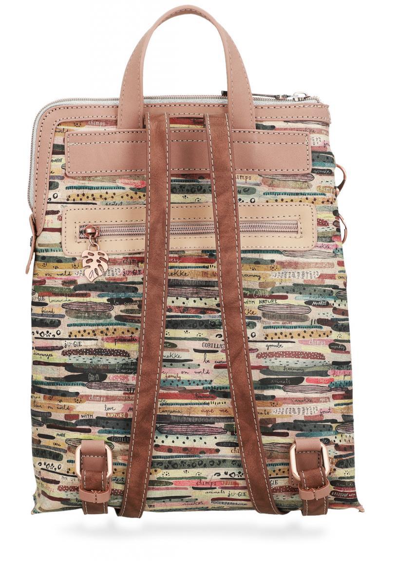 Damenrucksack Tuch Anekke Jungle Nature beige nude bunt