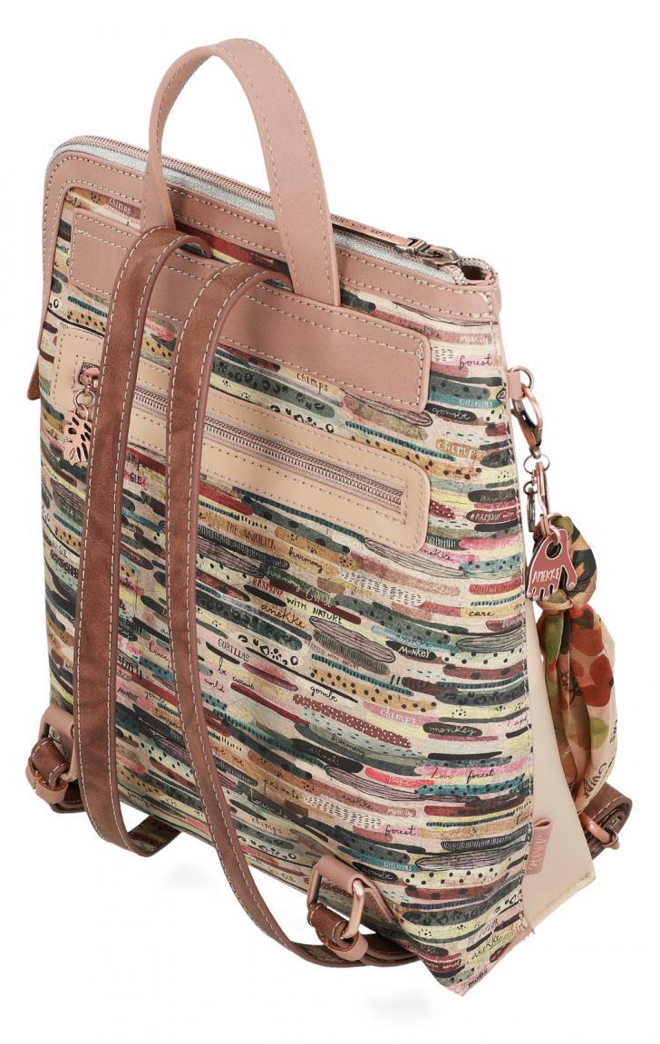 Damenrucksack Tuch Anekke Jungle Nature beige nude bunt