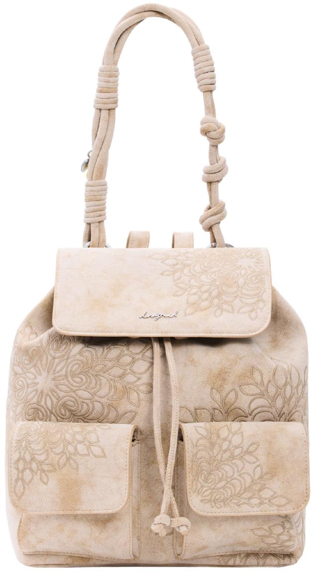 Damenrucksack beige Desigual floral Stickerei Prisa feminin Sierra