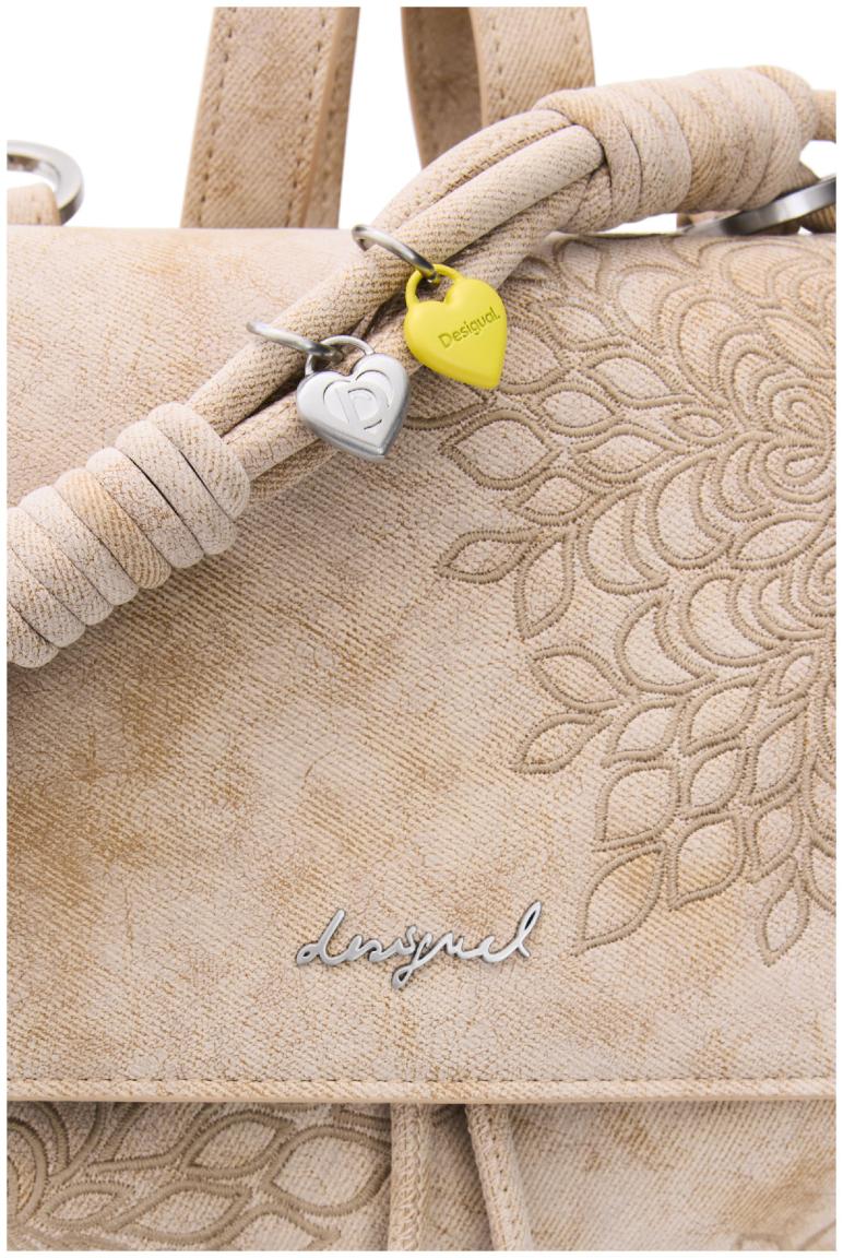 Damenrucksack beige Desigual floral Stickerei Prisa feminin Sierra