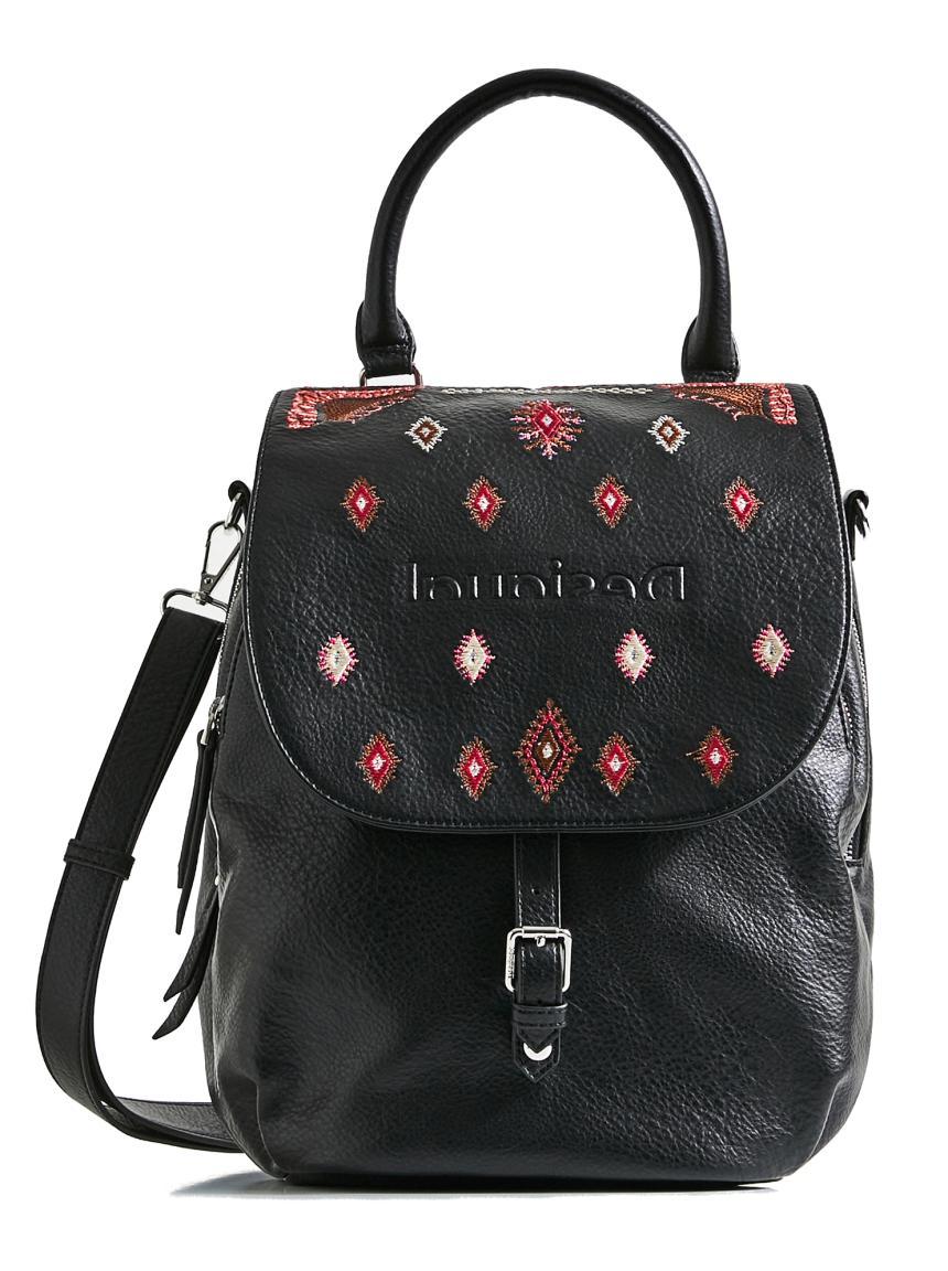 Damenrucksack bestickt schwarz Desigual Regasita Negro Ankara