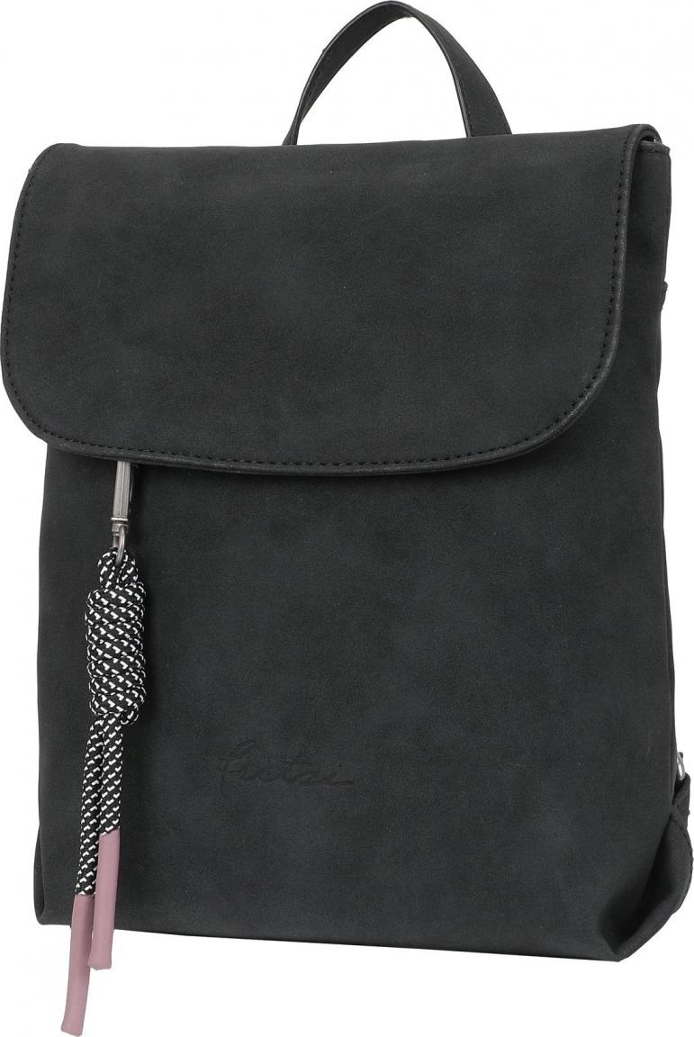 Damenrucksack klein Fritzi aus Preußen Black Kunstleder vegan