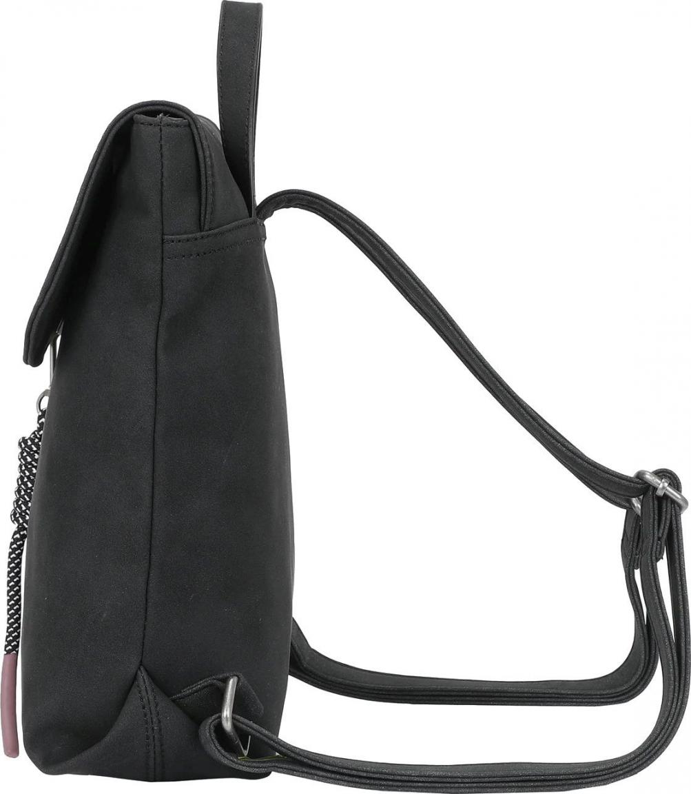 Damenrucksack klein Fritzi aus Preußen Black Kunstleder vegan