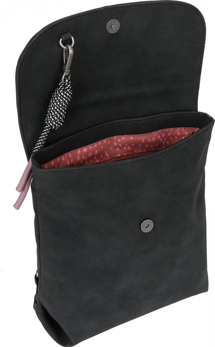 Damenrucksack klein Fritzi aus Preußen Black Kunstleder vegan