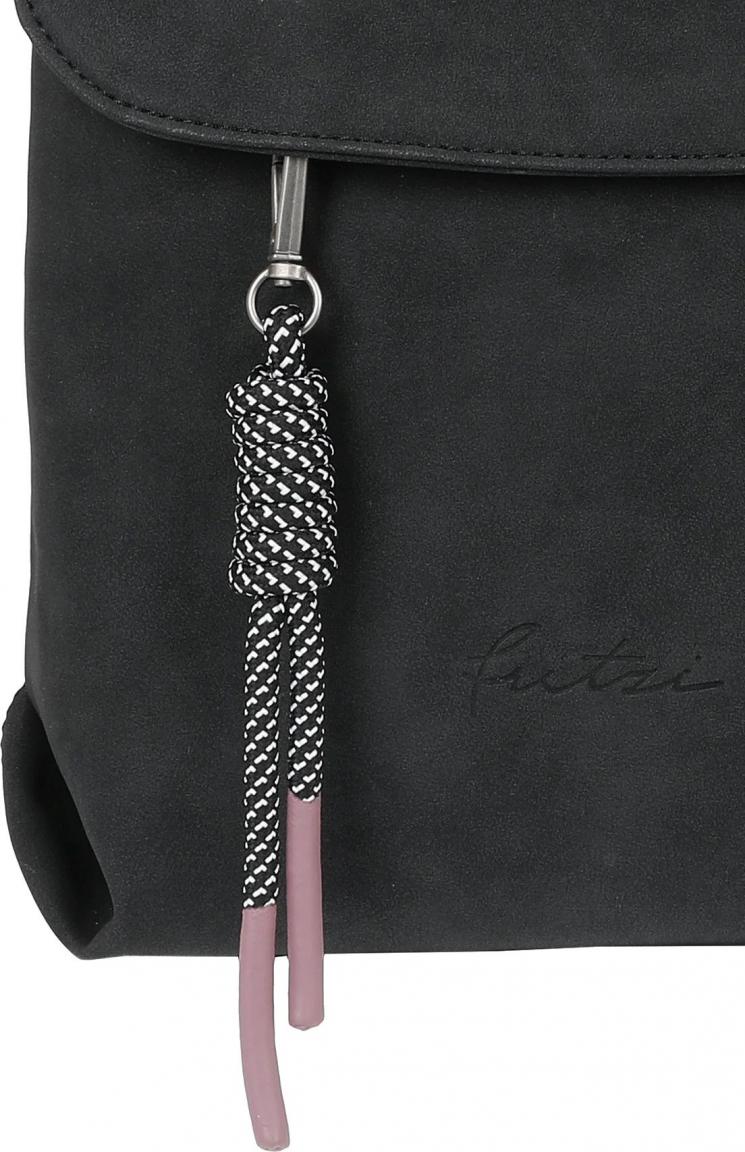Damenrucksack klein Fritzi aus Preußen Black Kunstleder vegan