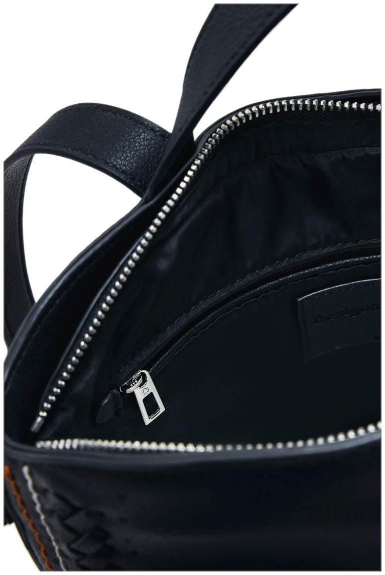 Damenrucksack schwarz Desigual Pretoria orange Perforierung Trama