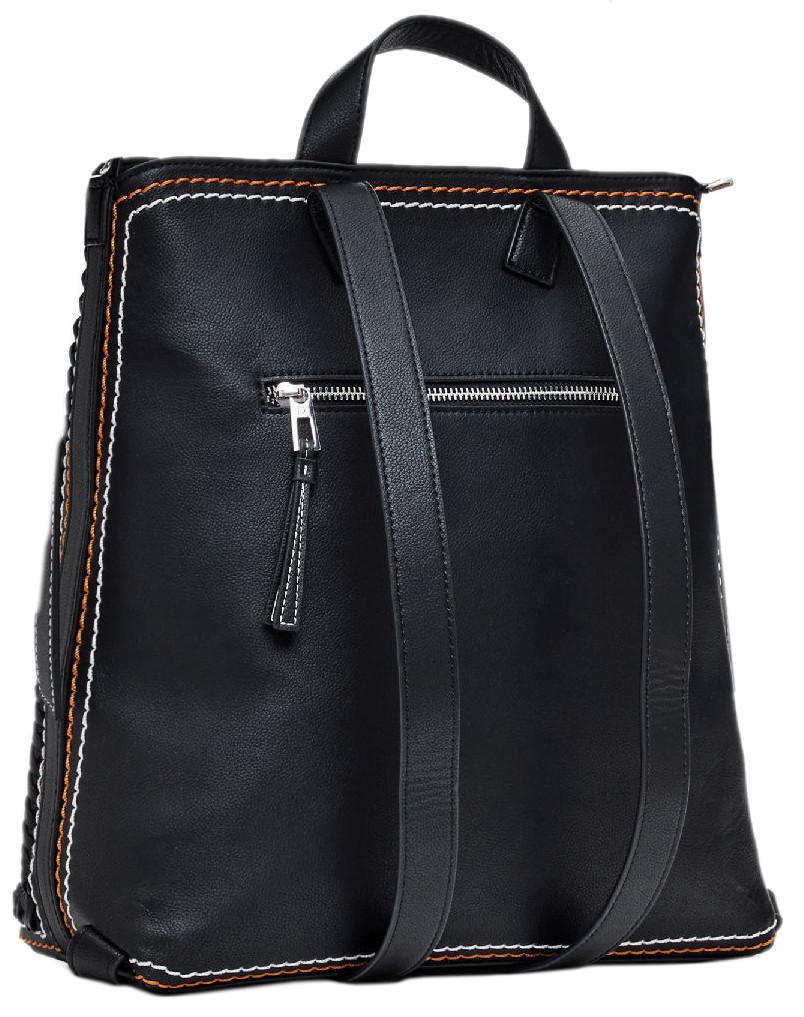 Damenrucksack schwarz Desigual Pretoria orange Perforierung Trama