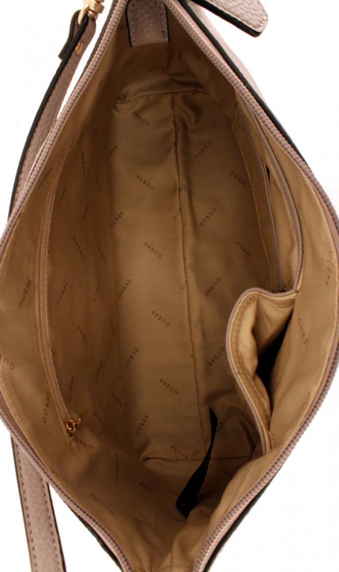 Damenwendetasche Guess Eco Brenton Logoprint Brown Logo Braun Taupe