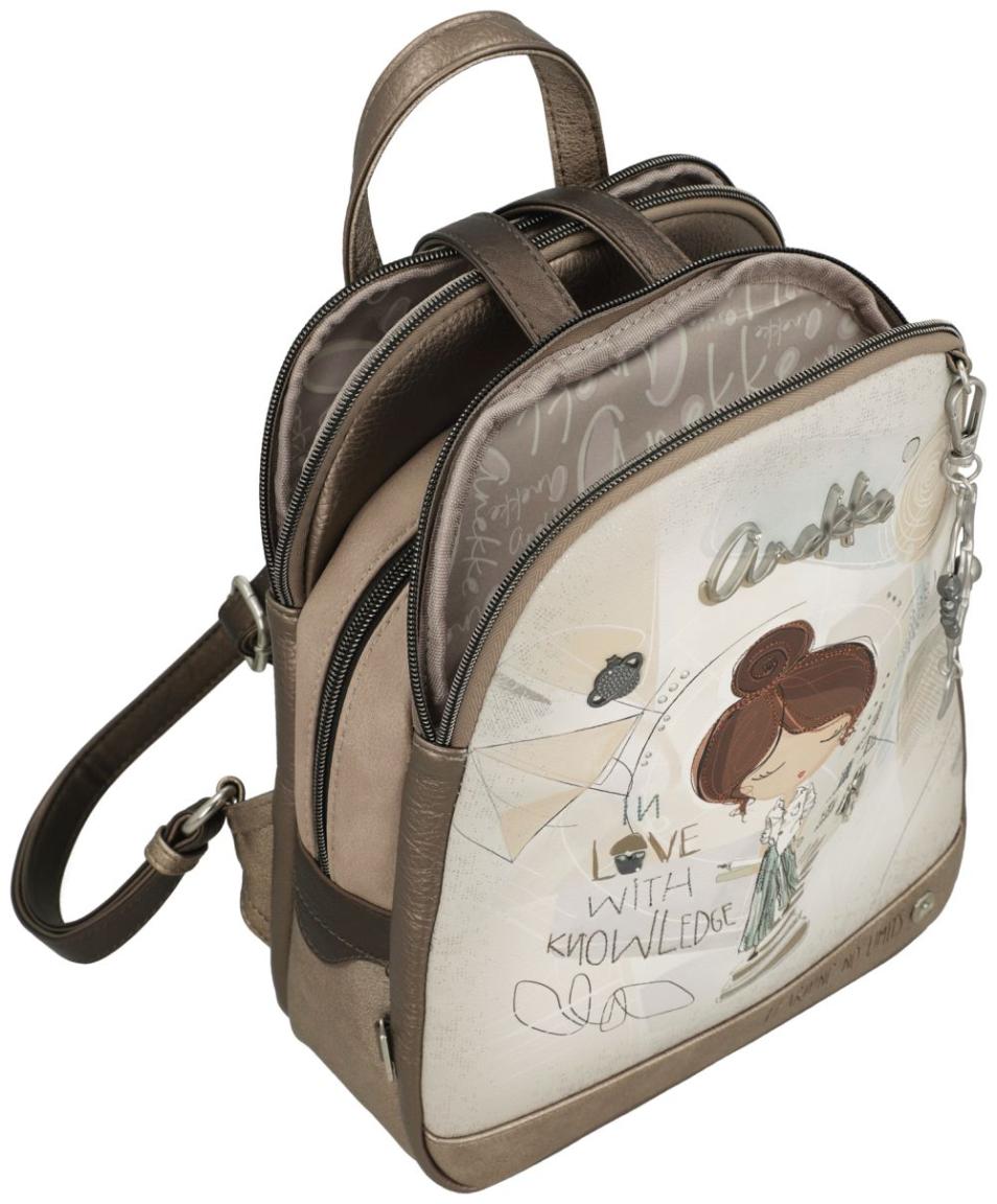 Daypack Anekke hell Finish Sophia Bücher Schriftrollen antik dunkelbeige Stickereien