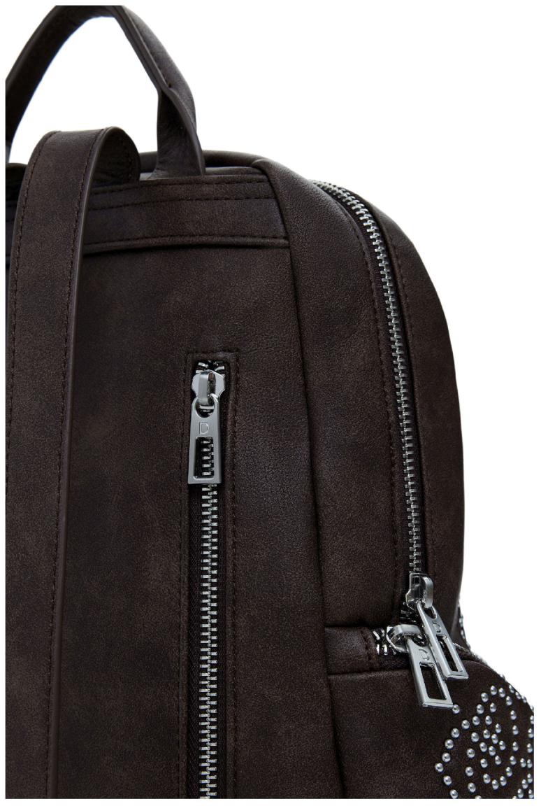 Desigual Backpack braun Poker Face Nieten Chocolate Chester mini