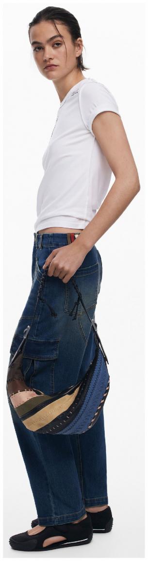 Desigual Banana Bag bunt Whipstitch Zante Patch Ziernähte halbrund