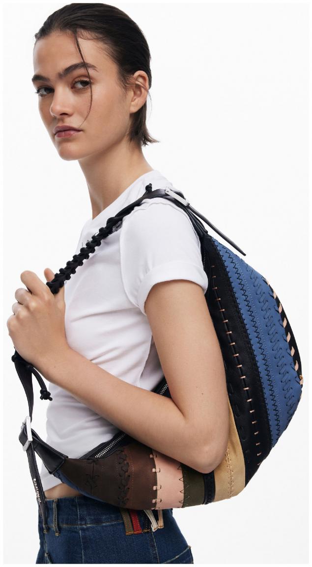 Desigual Banana Bag bunt Whipstitch Zante Patch Ziernähte halbrund