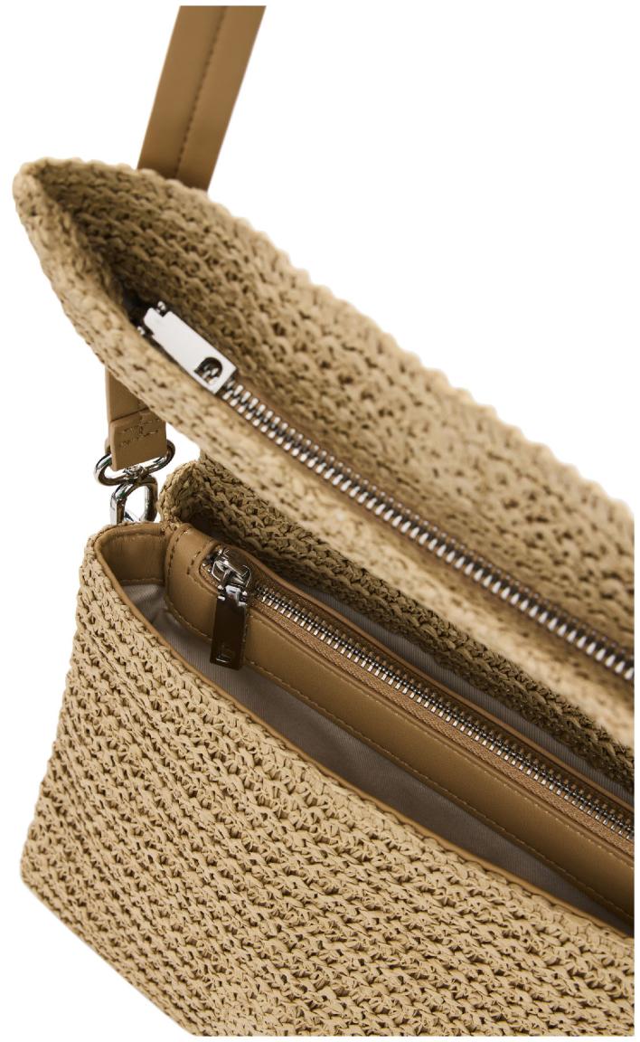 Desigual Basttasche beige Venecia orange Raffia Natural sommerlich Überschlag