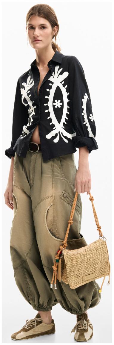 Desigual Basttasche beige Venecia orange Raffia Natural sommerlich Überschlag